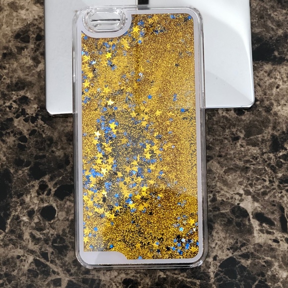 Accessories - iPhone 6+ Golden Glitter Star Sparkle Liquid Case